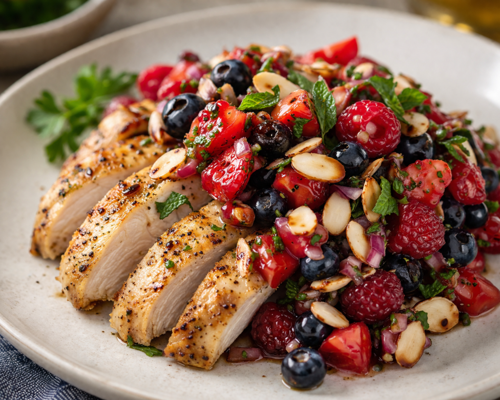 Chicken with Almond and Berry Relish